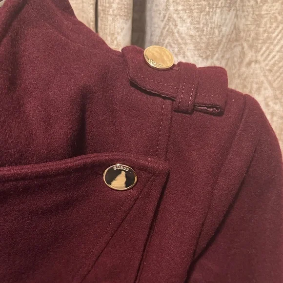 Guess - Women's Burgundy Coat - Picture 6 of 9